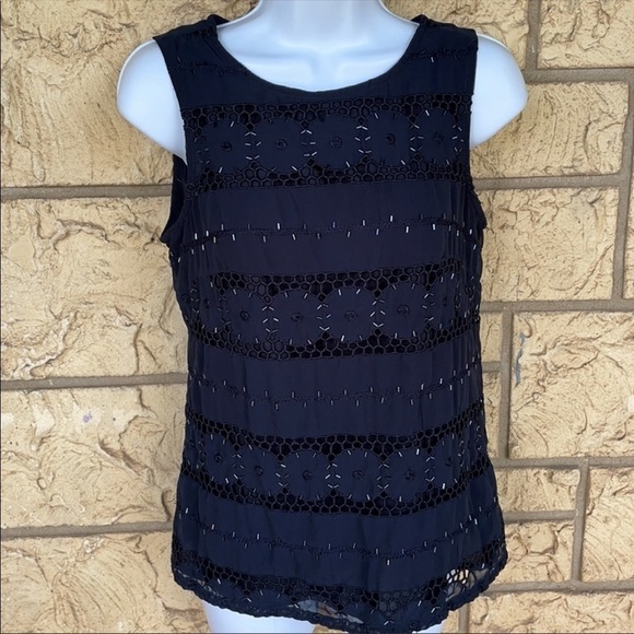 Banana Republic embellished Navy Blue Tank career Small - Picture 4 of 12